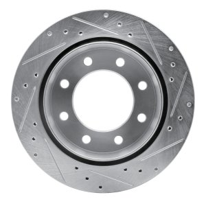 Chevrolet Suburban 2500 Brake Rotor (1) - Rear Left - R1 Concepts - Drilled & Slotted - Silver - `99-`25